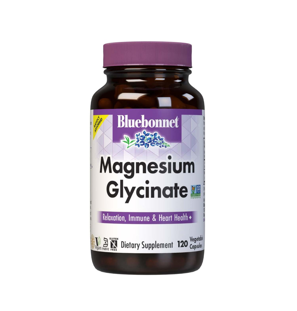 Bluebonnet Nutrition Magnesium Glycinate 400mg Maximum Absorption Mineral Complex Supports Energy Production & Enzyme Function - Non-GMO