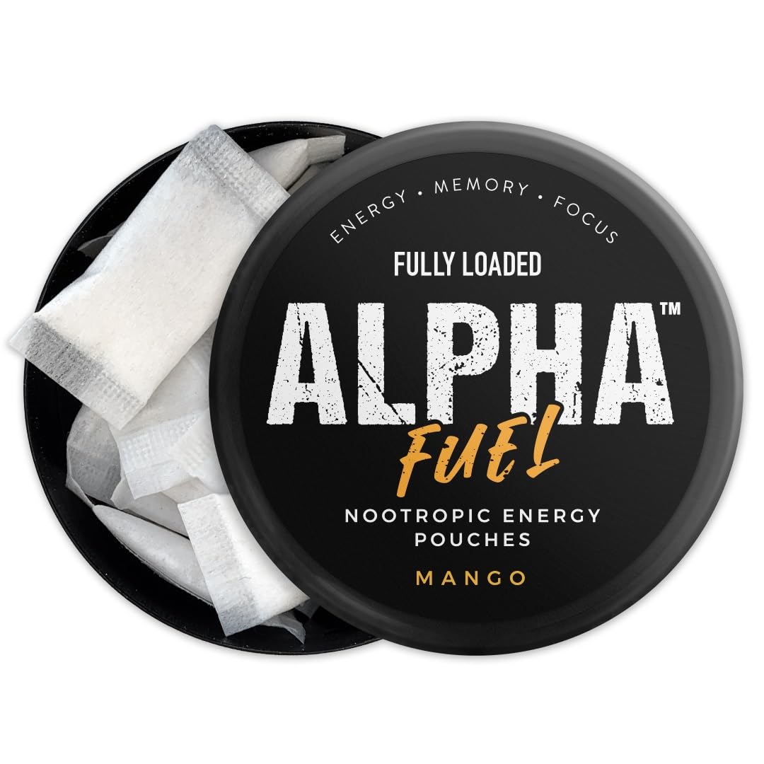 Fully Loaded Alpha Fuel Nootropic Pouches (Mango Fuel) - 5 cans, 15 Pouches per can - Energy Pouches containing Caffeine and nootropic Blend Fully Loaded Bullseye Au supplements