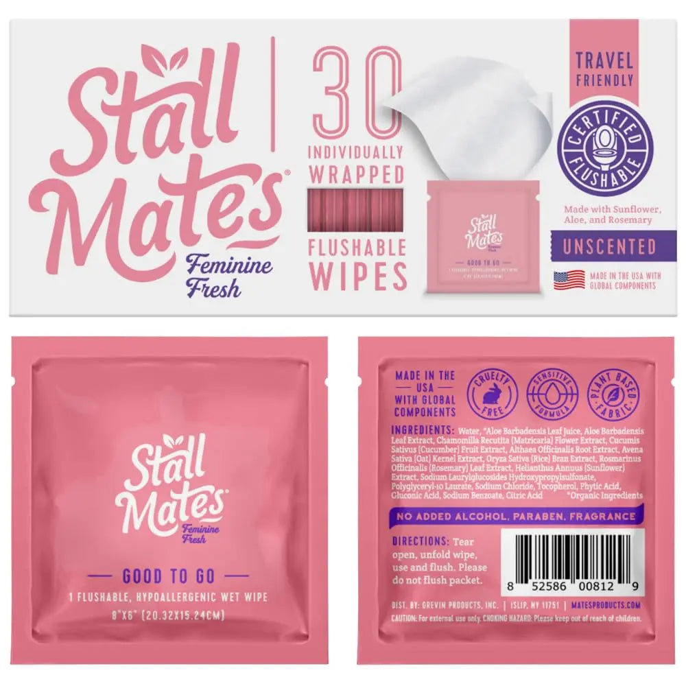 Stall Mates Wipes Feminine Fresh - Flushable | Individually Wrapped Cleansing Travel Friendly PH Stall Mates Wipes Au supplements