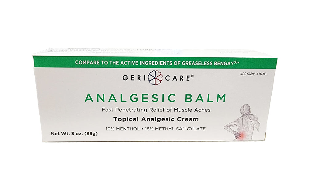 GeriCare Topical Analgesic Cream, Menthol 10%, Methyl Salicylate 15%, Fast Absorption, Pain Relief of Minor Muscle Aches, Body Stiffness, Joint Pain & Soreness, 3 Ounce (Pack of 1) GeriCare Au supplements