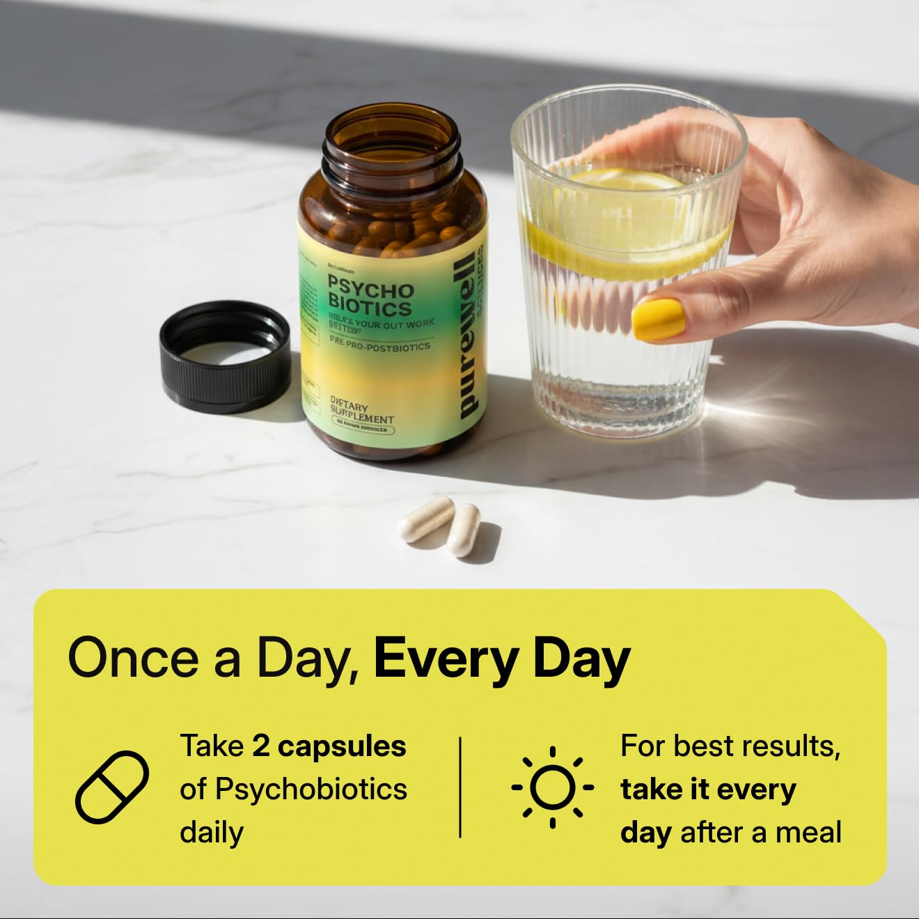 PUREWELL SCIENCES Psychobiotics – Advanced 3-in-1 Probiotic Prebiotic Postbiotic Supplement for Gut and Mood Support - 60 Vegan Probiotic Capsules – 50 Billion CFU – 1-Month Supply PUREWELL SCIENCES Au supplements