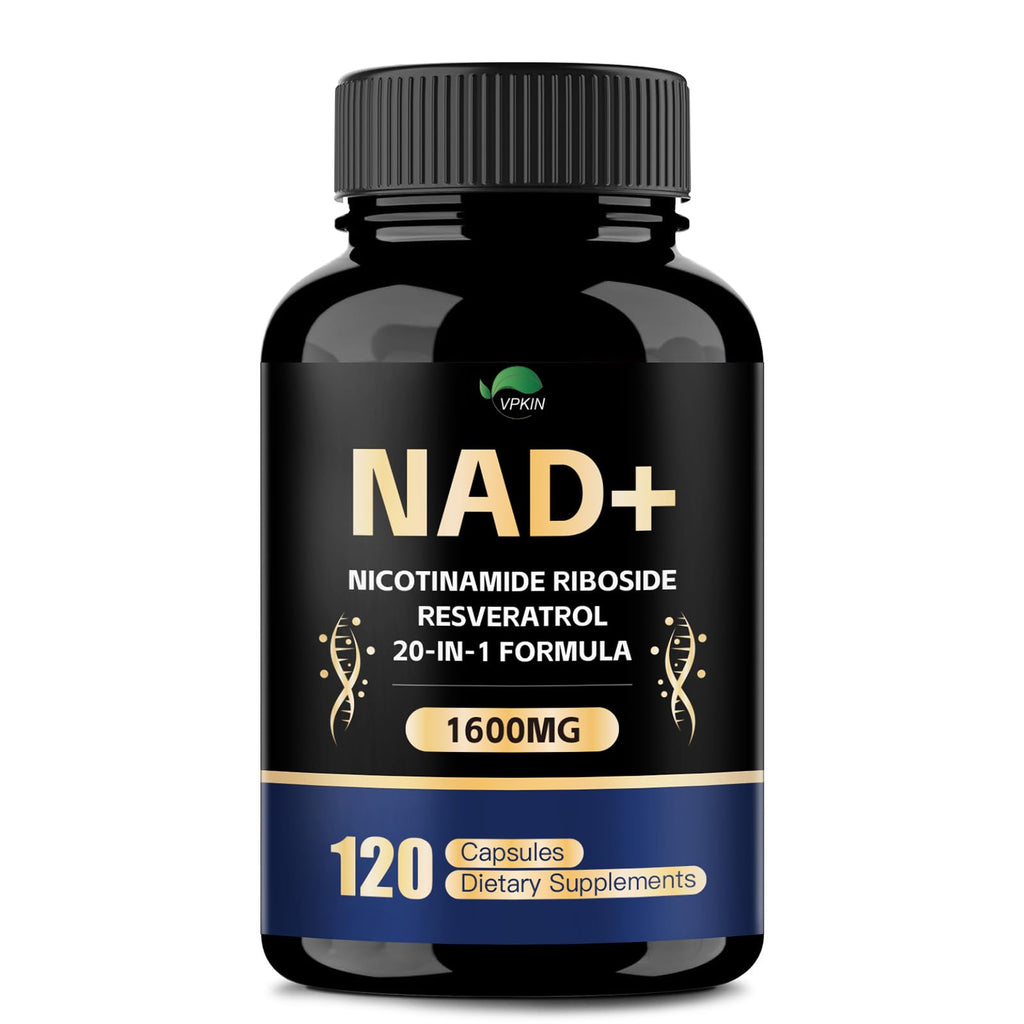 VPKIN NAD Supplement,1500mg NAD+ Supplement with Resveratrol,Nicotinamide,Quercetin,CoQ10,Support Energy & Repair, Vitality,Non-GMO, No Fillers(120 Capsules) VPKIN Au supplements