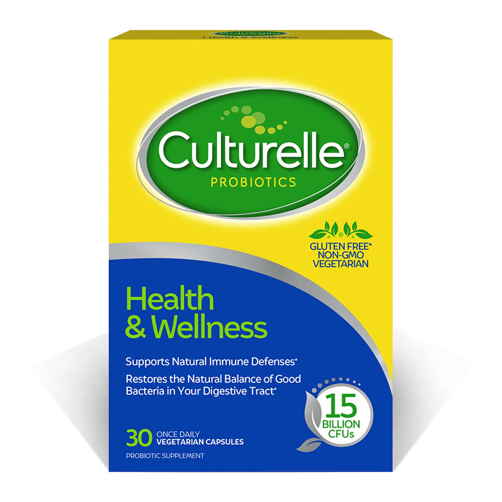Culturelle Health & Wellness Daily Probiotic for Women & Men - 30 Count - 15 Billion CFUs & A Proven-Effective Probiotic Strain Support your Immune System- Gluten Free, Soy Free, Non-GMO Culturelle Au supplements