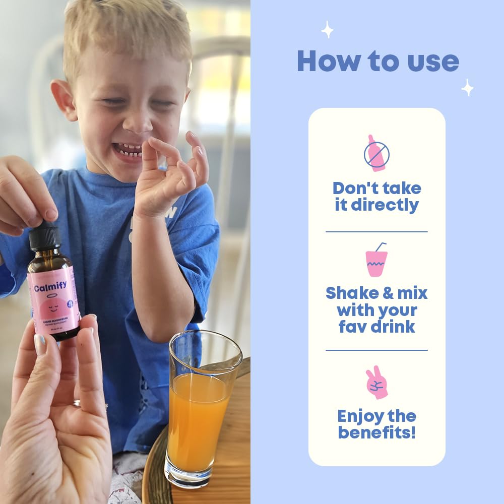 JoySpring Calmify Magnesium Glycinate for Kids | Liquid Magnesium with L-Theanine Supplement | Chamomile Extract & Passion Flower Extract