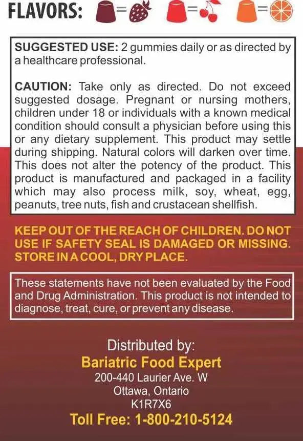 Bariatric Expert Multivitamin Gummies – Fast-Melting Dietary Supplement for Adults Post-Gastric Sleeve and Bypass, Nutritionist Recommended, 90 Count Bariatric Food Expert Au supplements