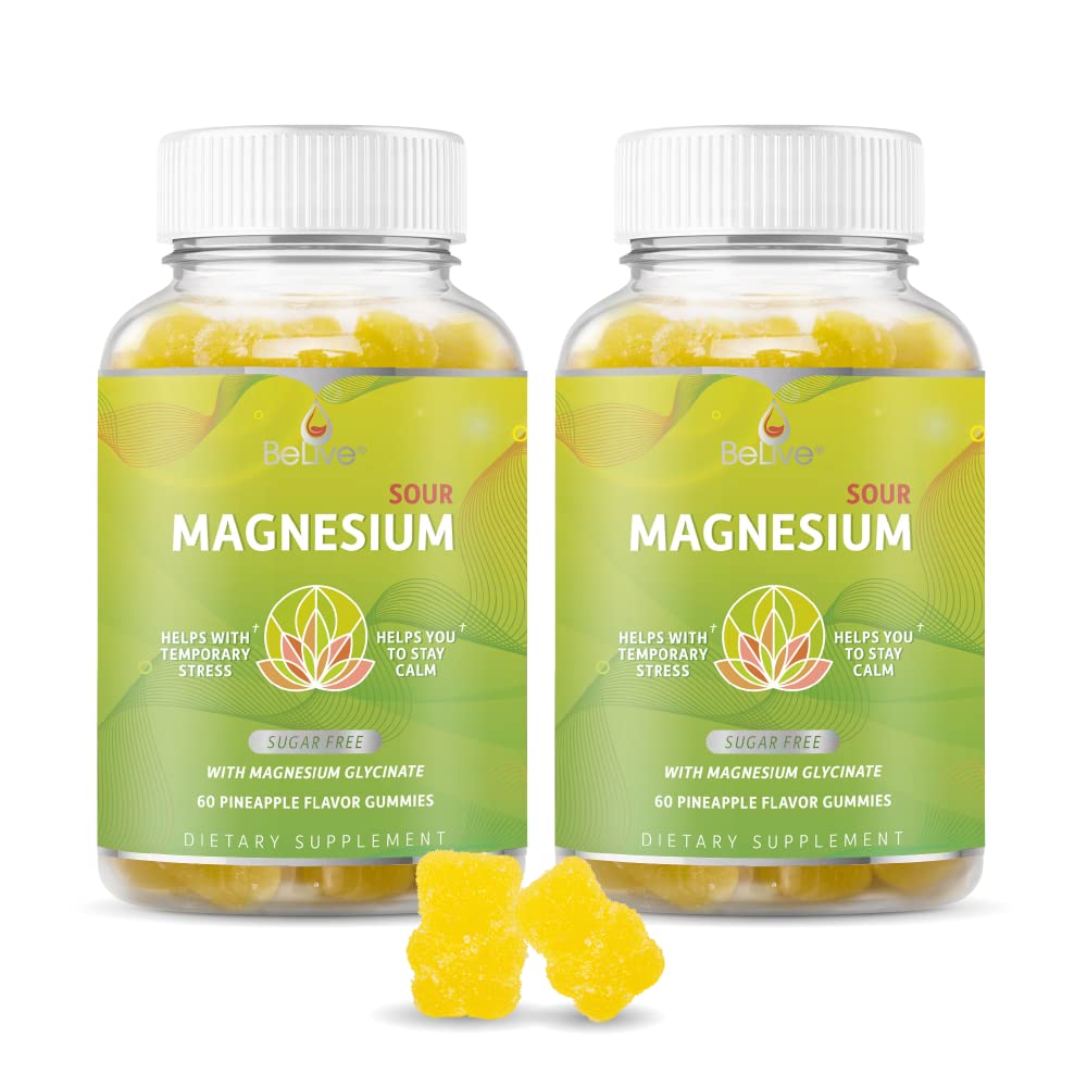 BeLive Magnesium Glycinate Gummies 200 mg - Sugar Free Supplement for Muscle Relaxation, Sleep Support, & Heart Health for Adults & Kids