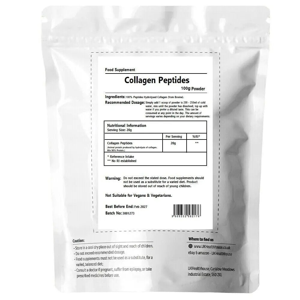 100g UKHealthHouse Collagen Powder, Bovine Collagen Peptides Powder - Collagen Supplements UKHealthHouse Au supplements
