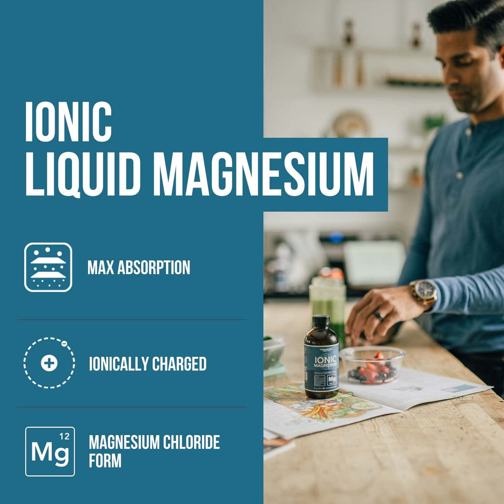Liquid Magnesium | 8 oz - Ionic Magnesium Chloride, Highest & Fastest Absorption - Calm Mood, Sleep, Muscle Cramps & Spasms, Natural Laxative – Vegan, Glass Bottle (96 Servings) Triquetra Health Au supplements