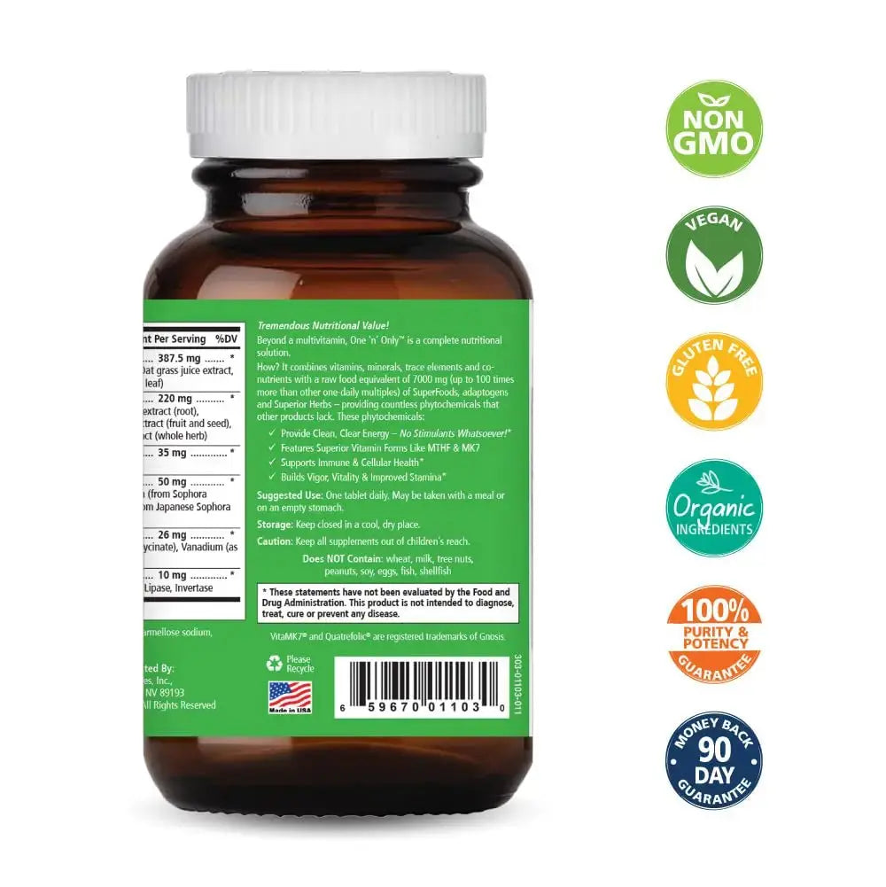 One n Only Whole Food Multivitamin by Pure Essence - Super Energetic Once a Day with Superfoods, Minerals, Enzymes PURE ESSENCE LABS Au supplements