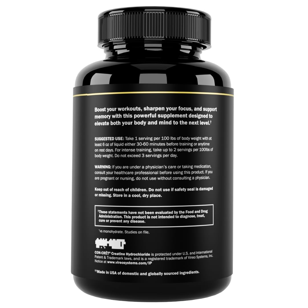 Prime Labs Creatine HCl Capsules - with CON-CRĒT®, Rhodiola Root Extract, & L-Theanine - Muscle Support, Endurance, Cognitive Function - for Men & Women - 60 Pills Prime Labs Au supplements