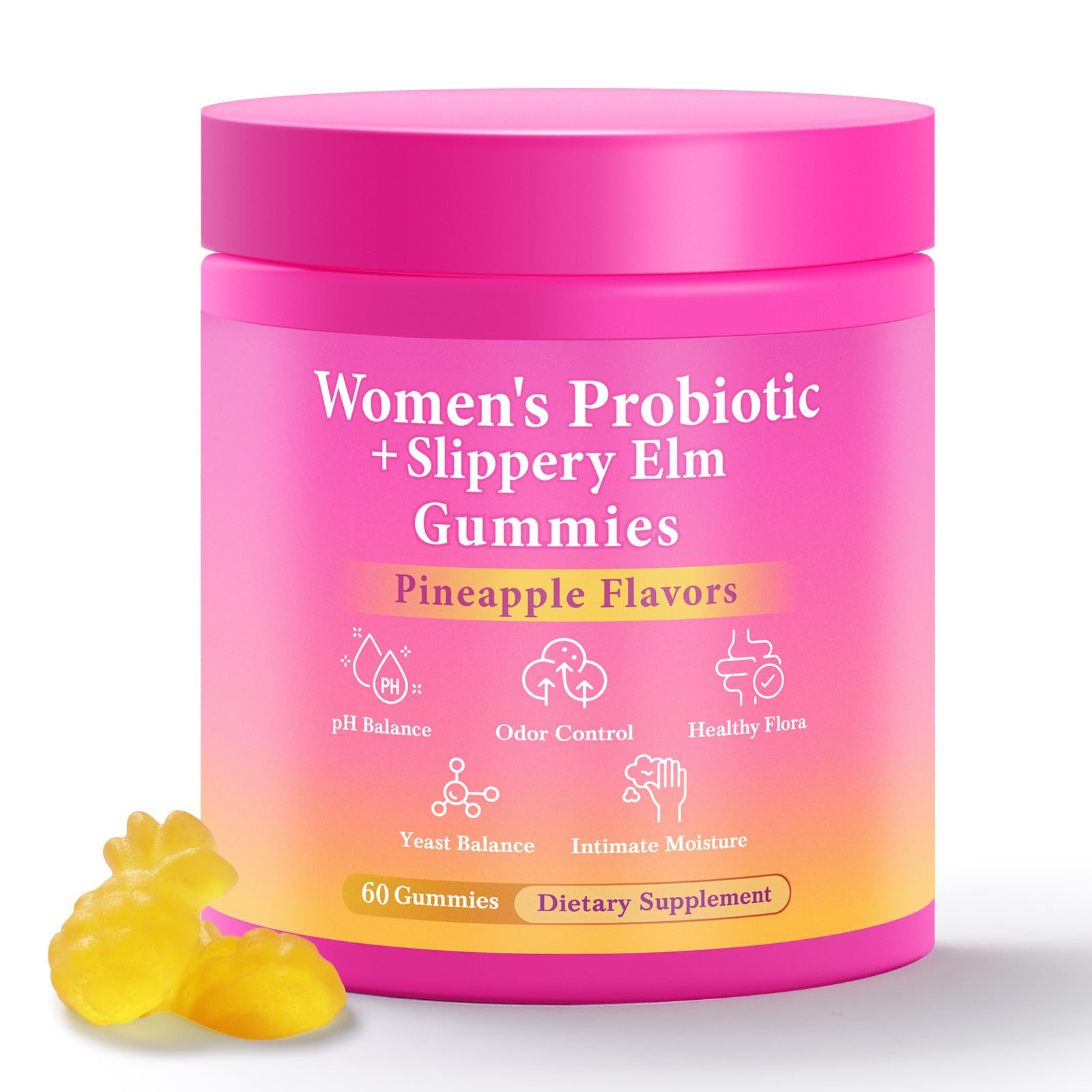 BURMINY Her Juicy Feminine Probiotics Gummies, Premium Feminine Balance Probiotics with Slippery Elm for Women's pH Balance and Freshness – Support Daily Wellness