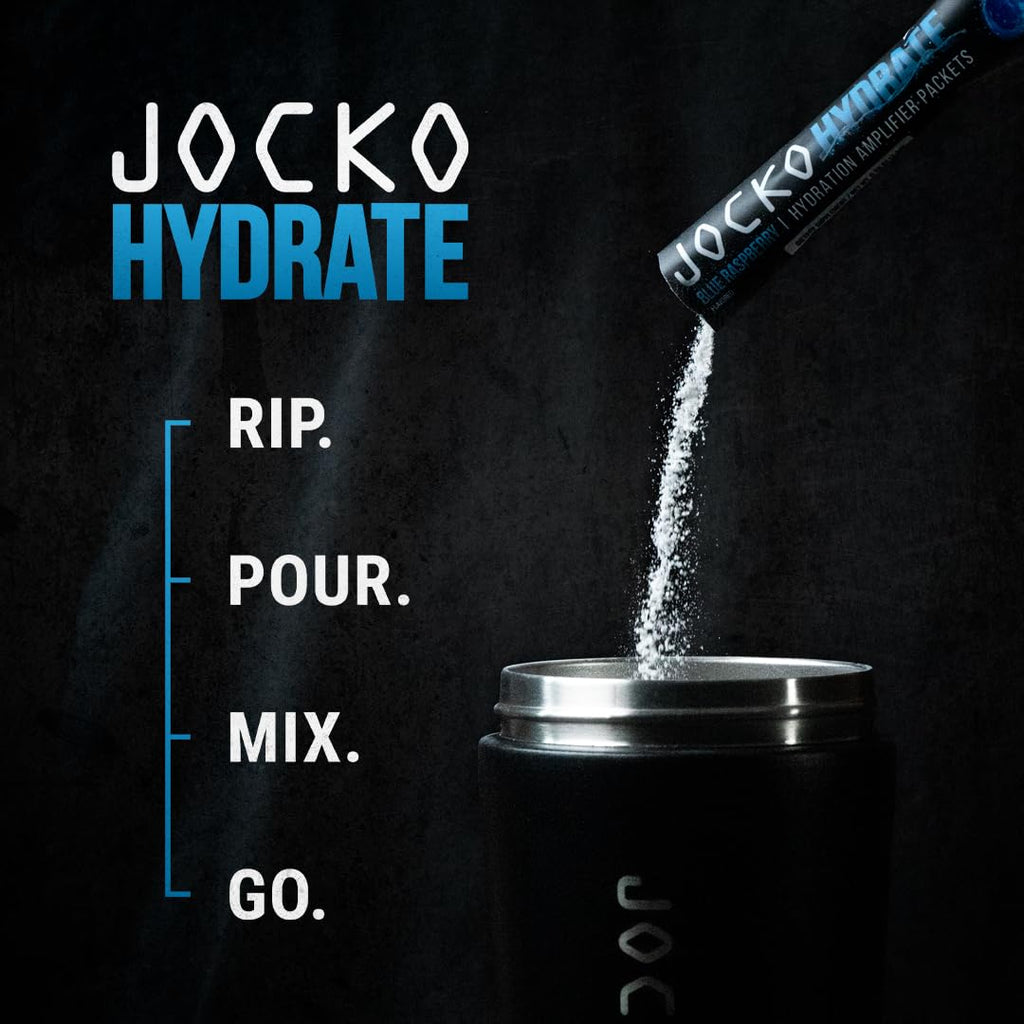 Jocko Fuel Hydrate Electrolytes Powder Packets Low Sugar - Hydration Amplifier Packets for Recovery, Dehydration, & Exercise - with Vitamins B6, B12 & C