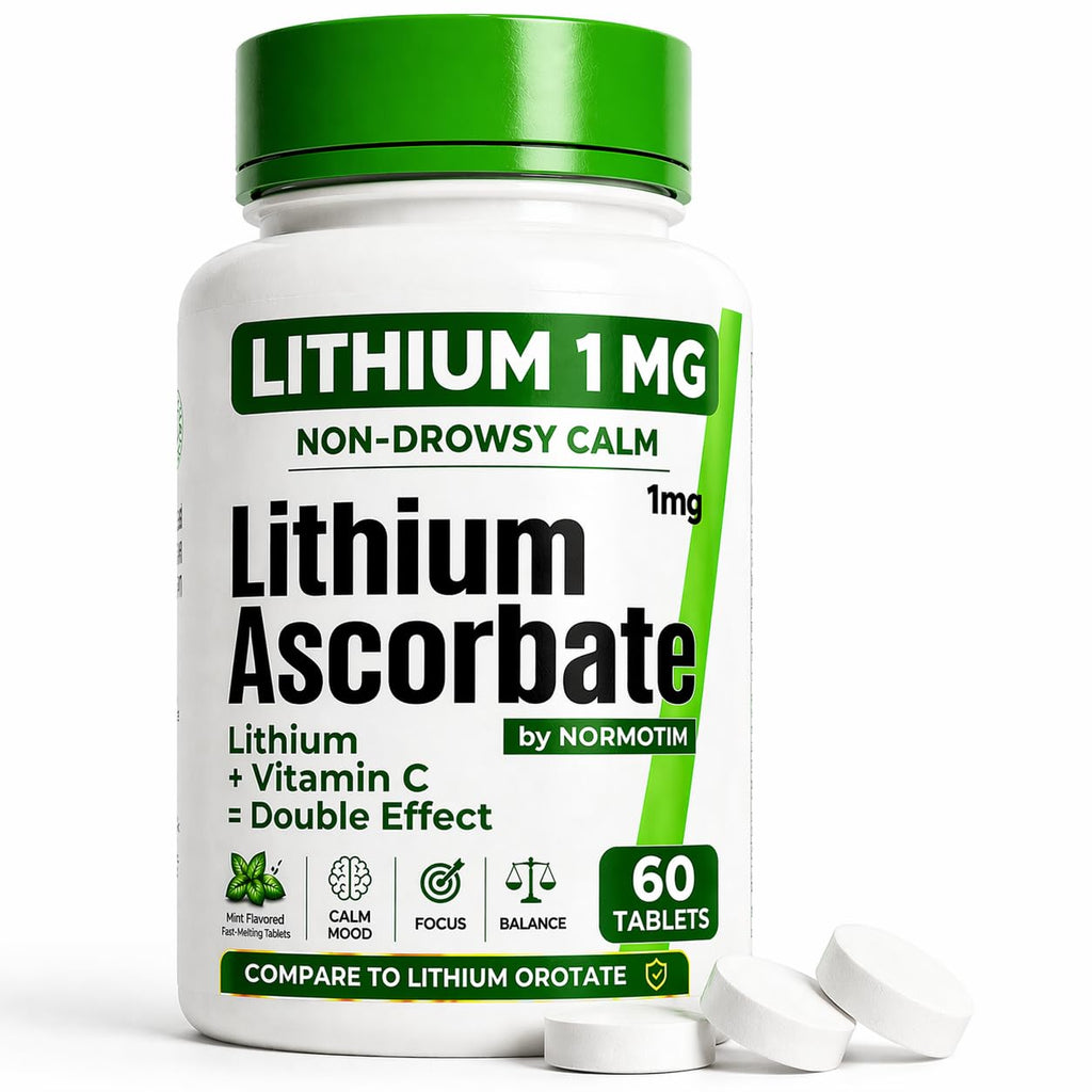 NORMOTIM Lithium Supplement 1 mg Tablets – Non-Drowsy Calm & Focus Support – Memory & Mental Clarity – Fast Dissolve – Compare to Lithium Orotate