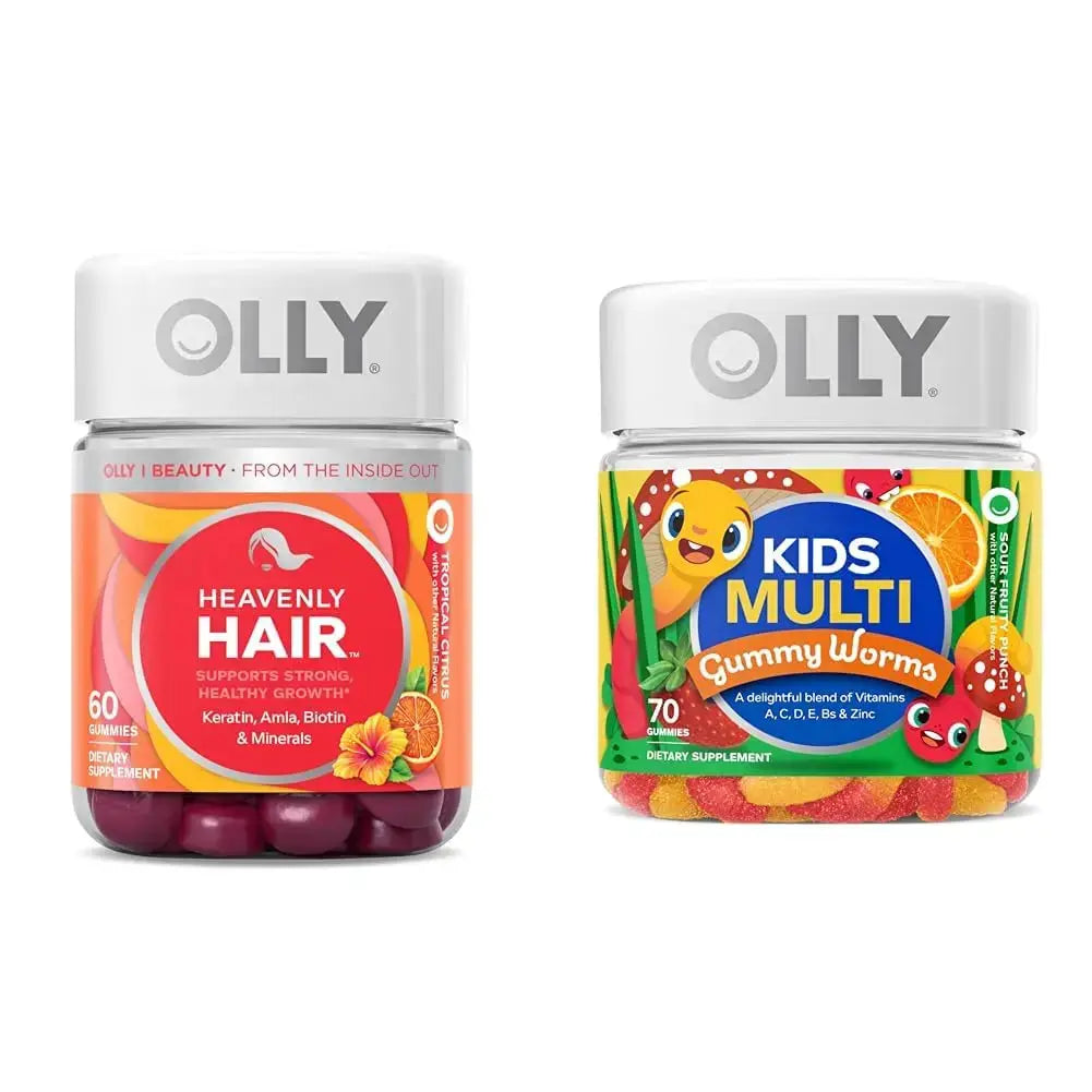 OLLY Hair Gummy 60ct & Kids Multivitamin Gummy Worms 70ct Supplement Bundles OLLY Au supplements