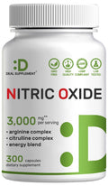 Nitric Oxide Supplement 3,000mg, 300 Capsules | 12-in-1 Complex for Men & Women – Arginine, Citrulline, Korean Red Ginseng,
