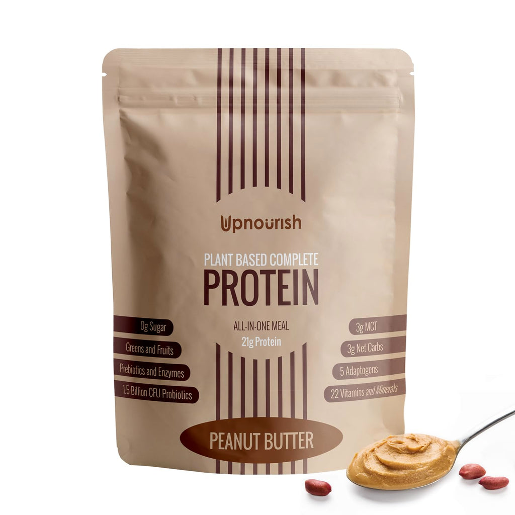 UpNourish Peanut Butter Vegan Protein Powder 54 Superfoods Powder,1.5 Billion CFU Probiotics 21g Plant Based Protein,No Sugar No Dairy No GMO Dairy Free,Meal Replacement Shake Keto-Friendly Low-Carb Diet,15 Servings UpNourish Au supplements