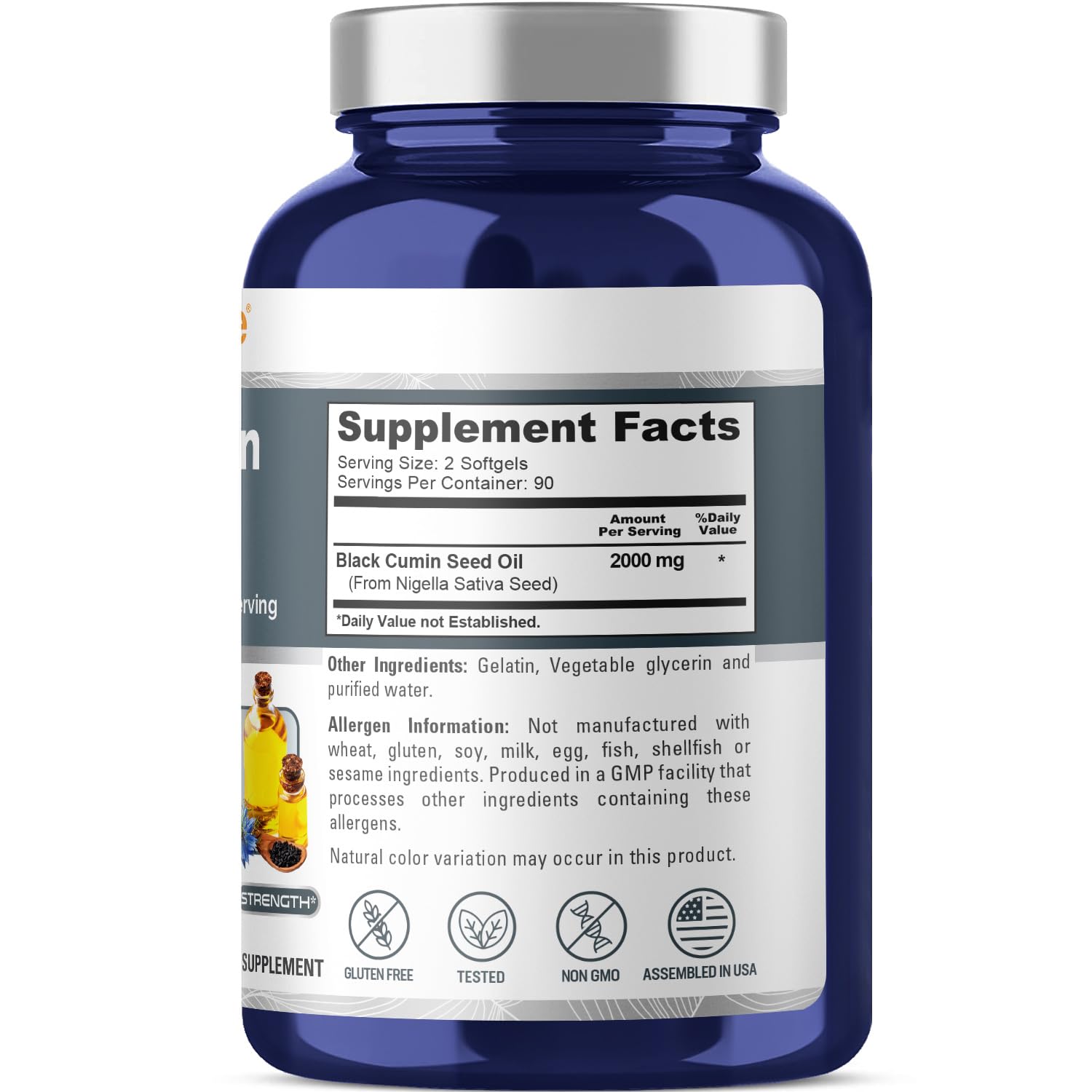 NusaPure Black Seed Oil 2000mg per Serving - 180 Softgel Caps (Non-GMO, Gluten-Free) Cold-Pressed Nigella Sativa NusaPure Au supplements