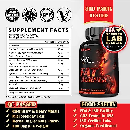 12in1 Night Time Fat Burner for Women - VitaminD.3, Garcinia Cambogia, White Kidney Bean Satoomi Au supplements