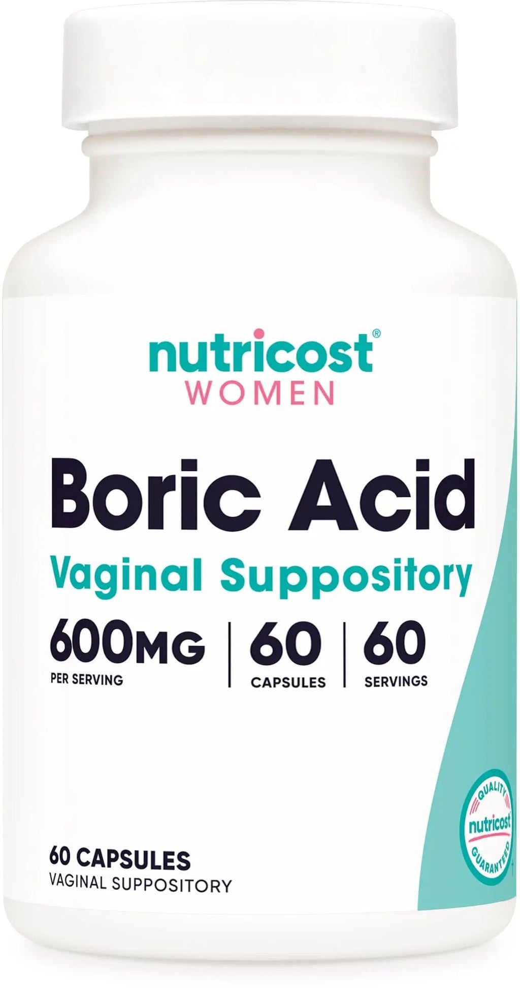 Nutricost Boric Acid 600mg, 60 Capsules - Vaginal Suppository - Non-GMO - for Women Nutricost Au supplements