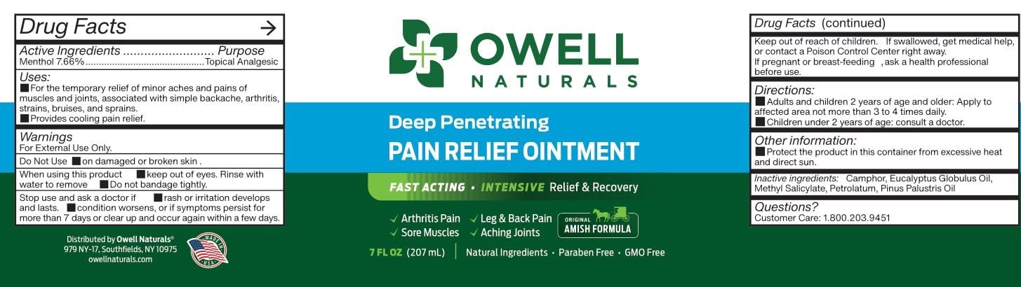 OWELL NATURALS Pain Relief Ointment Deep Penetrating Fast Acting Formula for Arthritis, Joint & Muscle Discomfort, Stiffness, Long-Lasting Soothing Balm, 3.5 oz Owell Naturals Au supplements