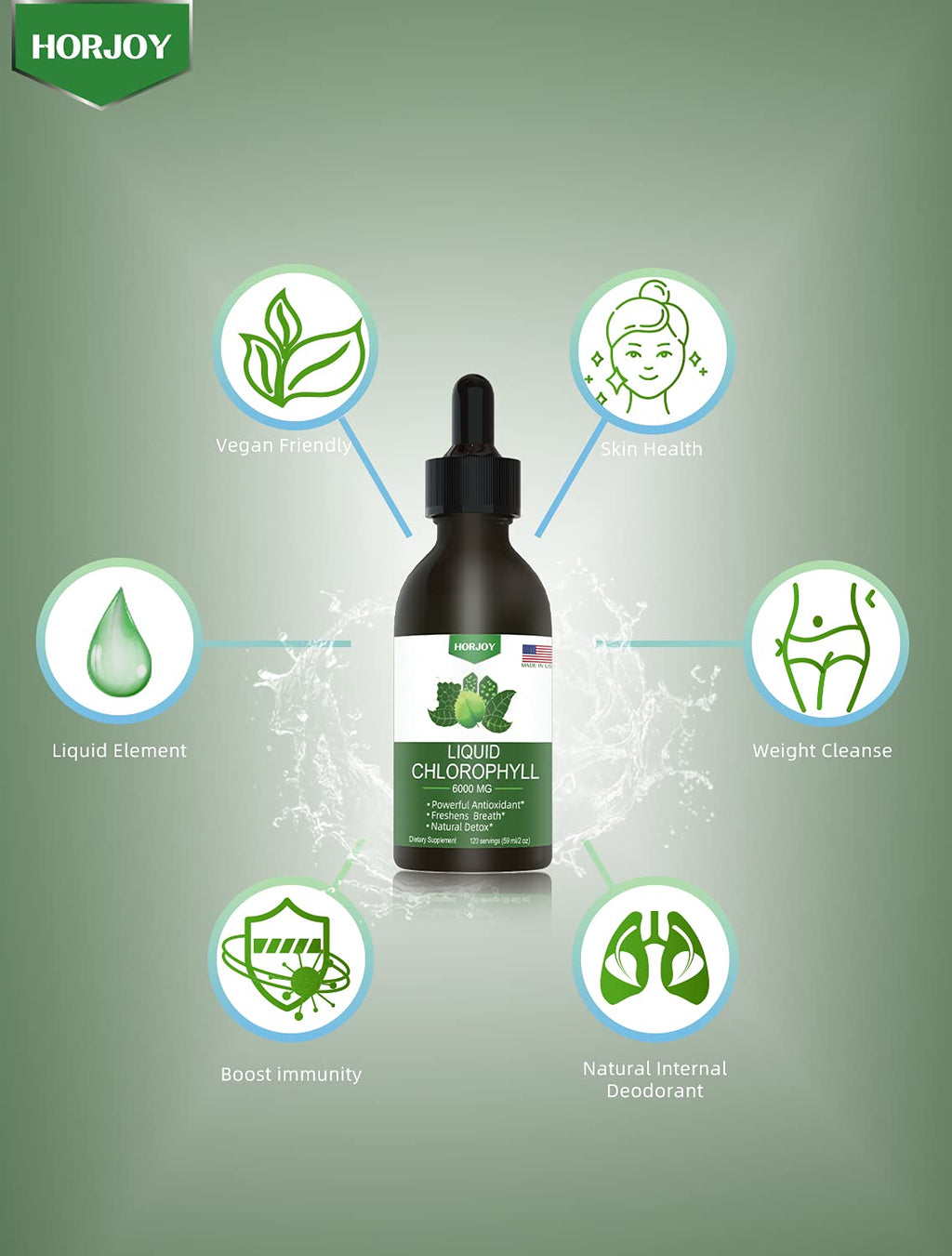 Chlorophyll Liquid Drops - 100% Natural Energy Booster and Immune Support - Internal Deodorant and Detox - Altitude Sickness Relief - Fast Absorption