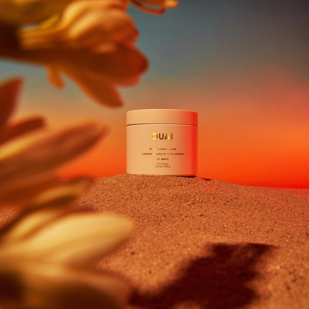 OUAI Scalp & Body Scrub, St. Barts - Exfoliating Body Scrub with Sugar & Coconut Oil Blend for Smooth, Moisturized Skin - Gentle Scalp Exfoliator for Removing Product Build Up (8.8 Oz) OUAI Au supplements