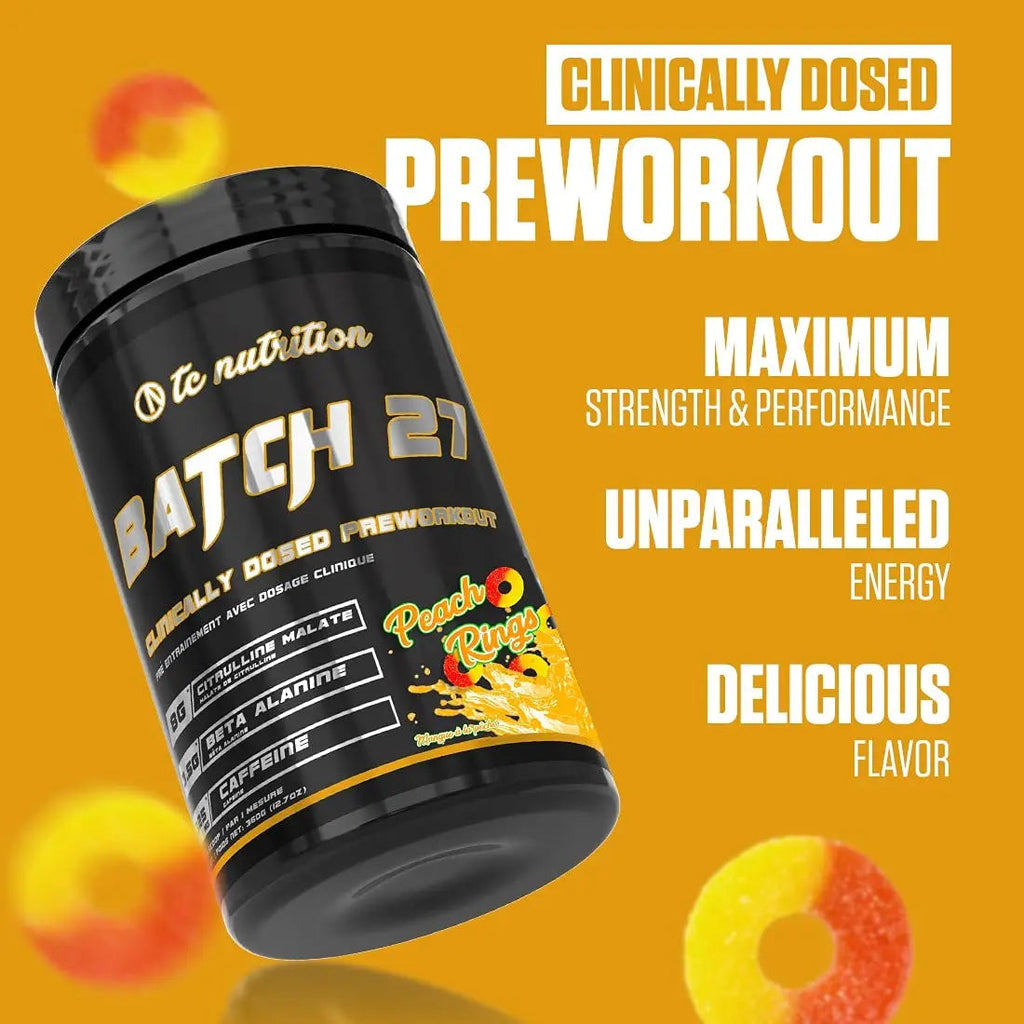 Batch 27 Pre Workout Powder - 8g Citrulline, 3.5g Beta Alanine, 2.5g Betaine, 325mg Caffeine TC Nutrition Au supplements
