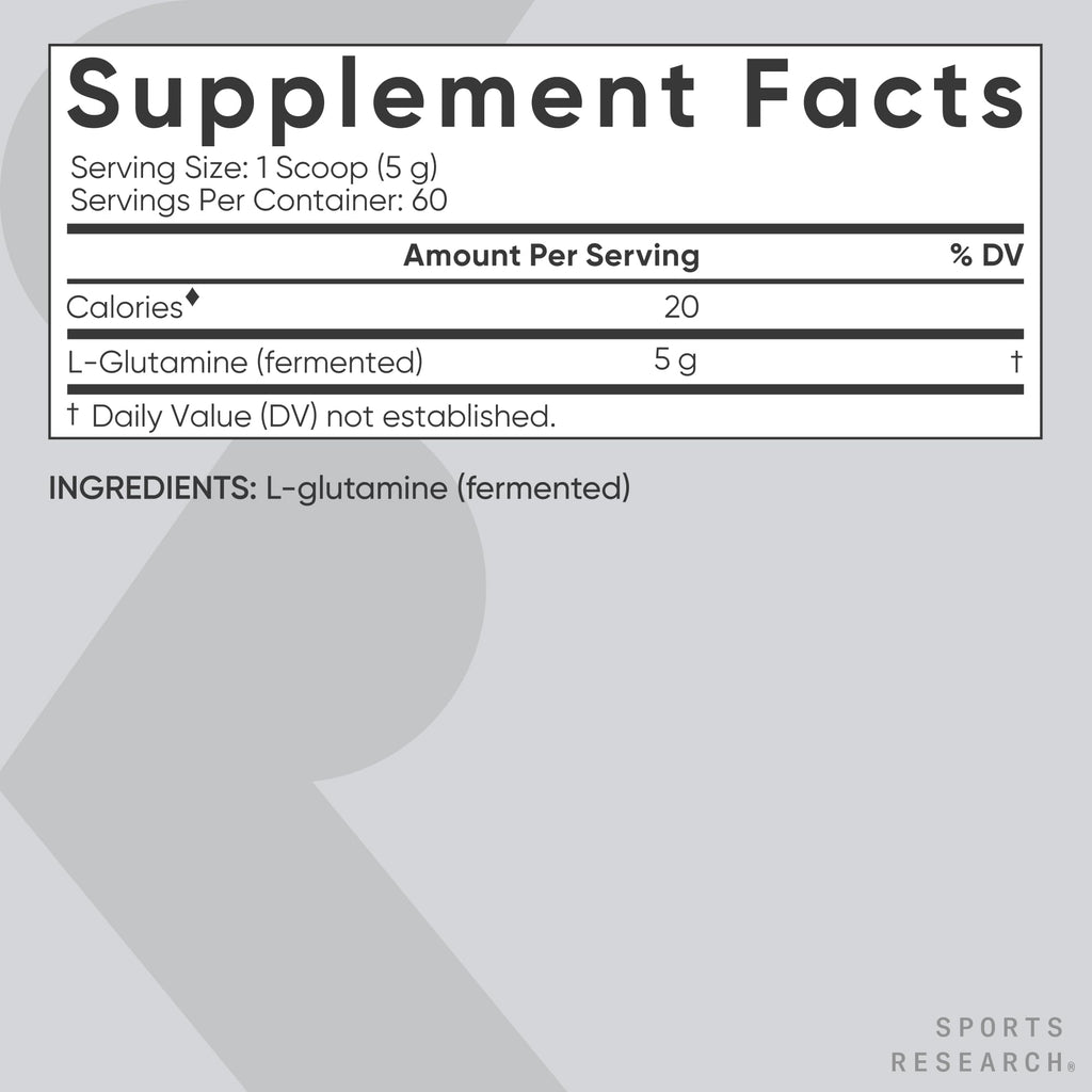Sports Research L-Glutamine - Workout Recovery, Immune Health & Gut Health Support - 5 G Per Serving - 10.58 Oz