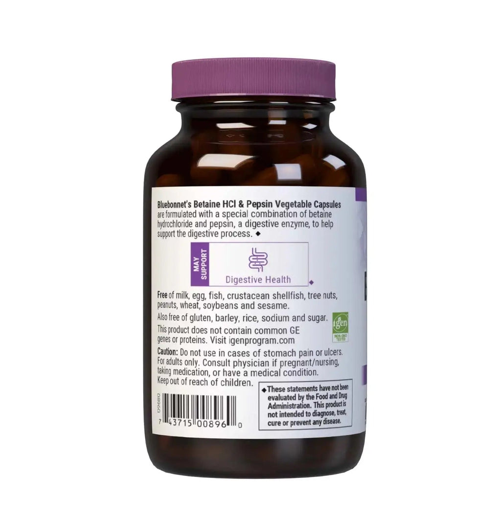 BlueBonnet Betaine HCI Plus Pepsin Vegetarian Capsules, 90 Count BlueBonnet Au supplements