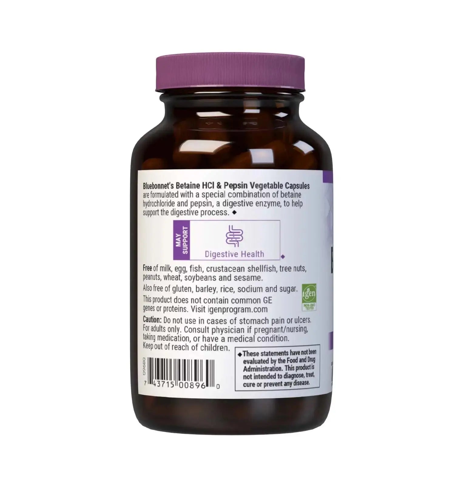BlueBonnet Betaine HCI Plus Pepsin Vegetarian Capsules, 90 Count BlueBonnet Au supplements