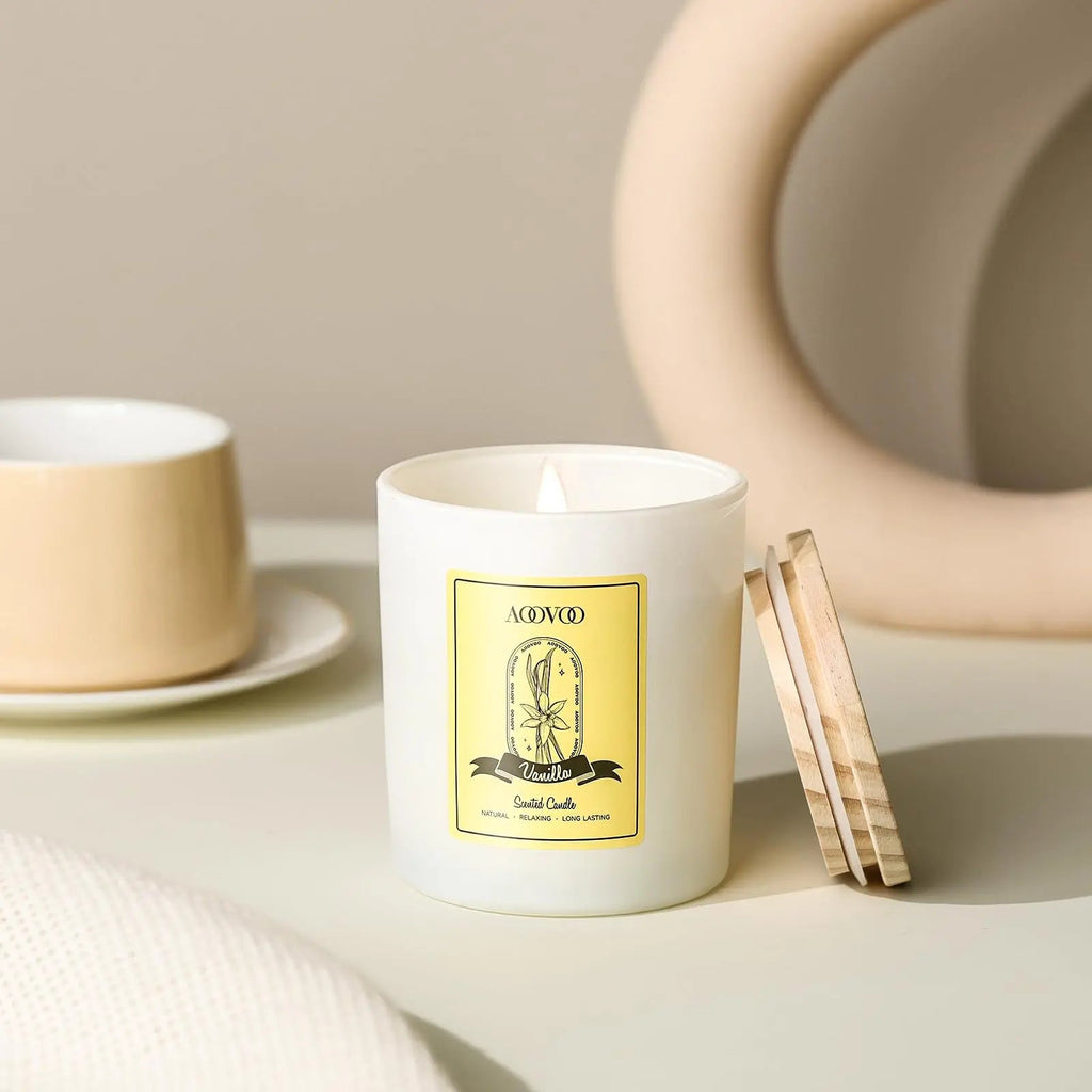 Vanilla Soy Candles Gift for Women - Aromatherapy Candle with Crystals Inside, 10oz Natural Soy Wax Candles AOOVOO Au supplements
