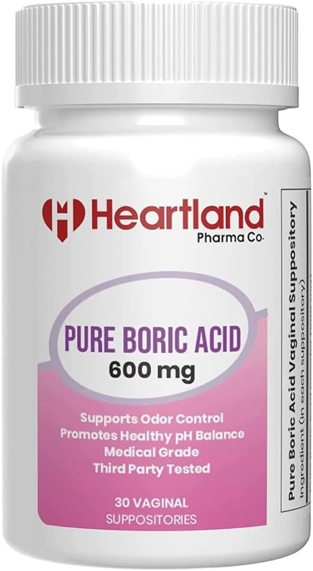 Heartland Pharma Boric Acid Vaginal Suppositories - Feminine Care - 100% Pure Boric Acid - (30 ct)(2 Pack) Heartland Pharma Au supplements