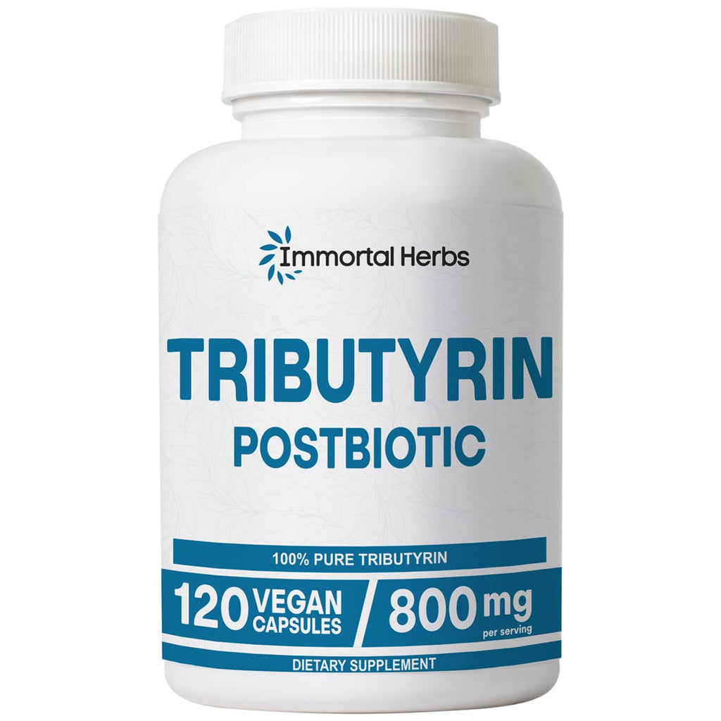 Immortal Herbs Tributyrin Supplement 800mg, Advanced Butyrate Form, 55% Standardized, More Effective Delivery Than Sodium Butyrate, 120 Capsules, Non-GMO & Gluten Free Postbiotic Supplement Immortal Herbs Au supplements