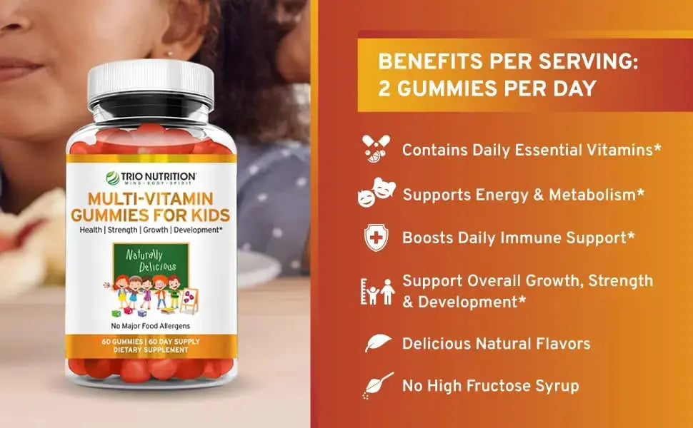 TRIO NUTRITION Premium Kids Multivitamin Gummies with Vitamin C & Zinc for Immune & Energy Support | TRIO NUTRITION Au supplements