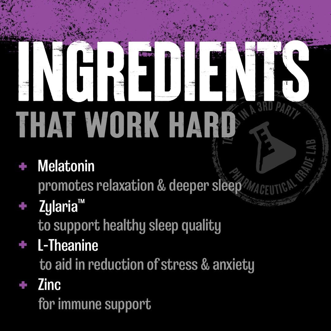 Animal PM - Sleep Aid for Adults Non-Habit Forming Relaxation Enhancer and Mood Support with Melatonin, L-Theanine, Zylaria, Zinc, Magnesium, Vitamin B6, GABA