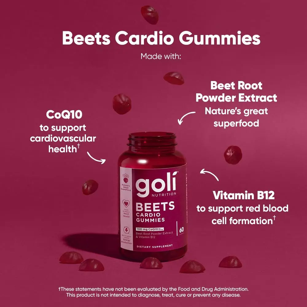 Goli Nutritional Supplement, Beets Cardio Gummy - 60 Count - CoQ10 & Beet Root Extract Goli Au supplements