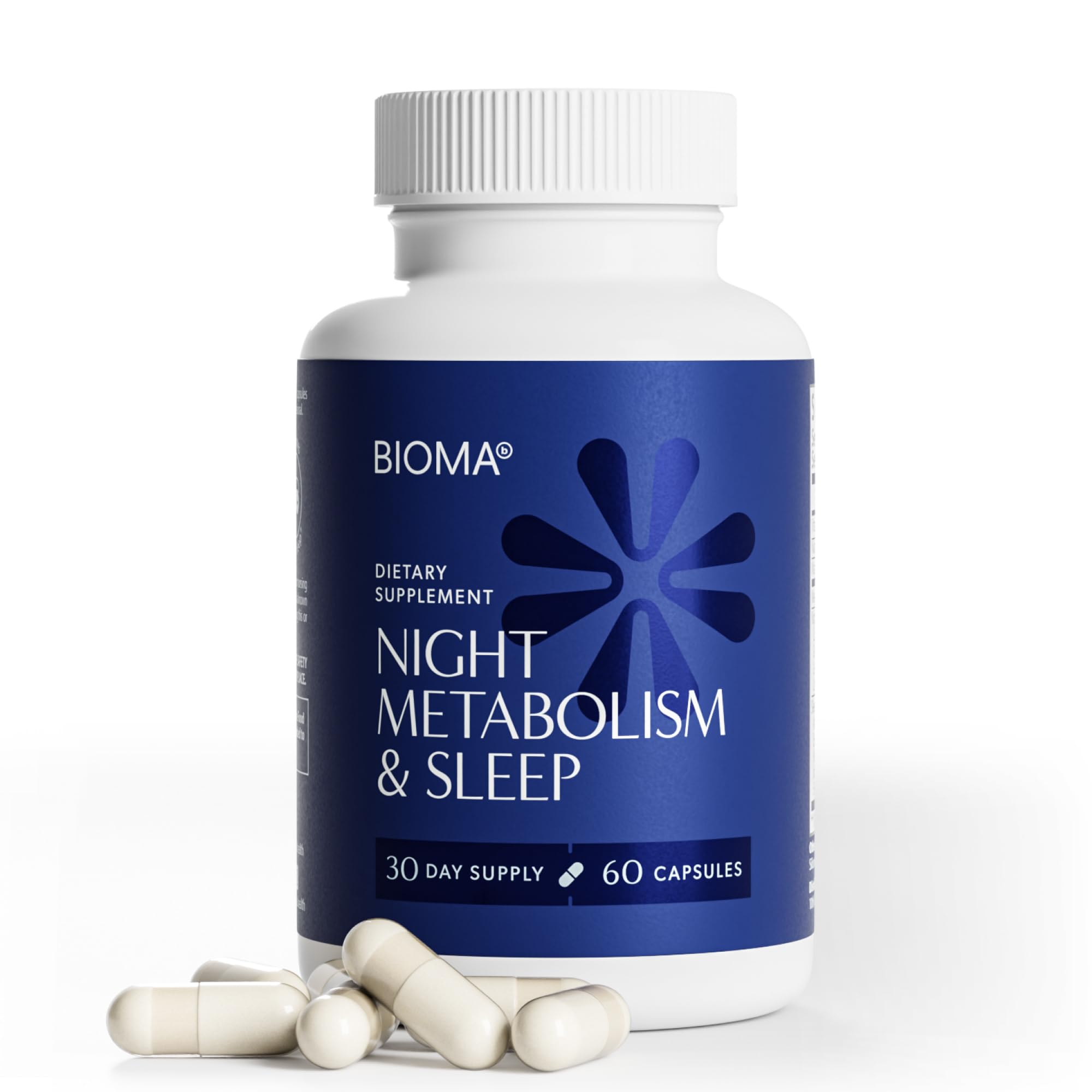 BIOMA Night Metabolism & Sleep - Supports Digestion, Energy Metabolism & Restful Sleep with Melatonin, Vitamin D, Magnesium & More