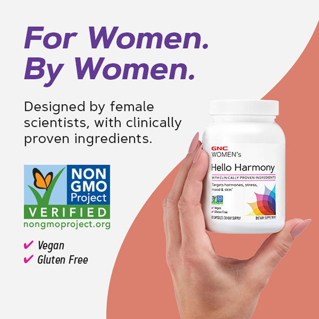 GNC Women's Hello Harmony | Clinically Proven Hormonal Support for Women | Supports Mood, Skin, and Stress Management | Vegan and Gluten Free | 90 Count GNC Au supplements