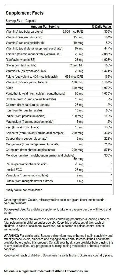 Swanson Active One Multivitamin with Iron 90 Capsules Swanson Au supplements