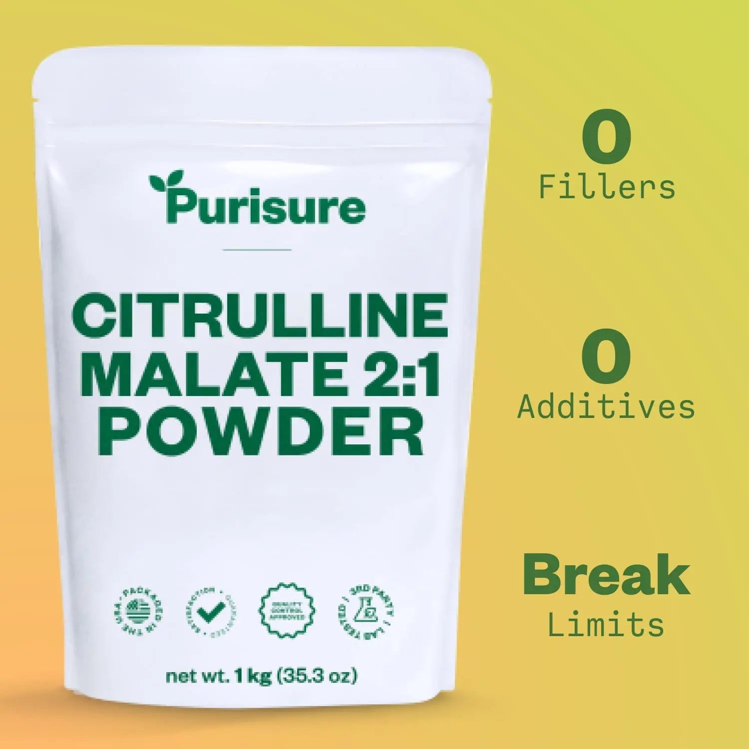 Purisure Citrulline Malate 2:1 Powder, 1 kg, Citrulline Supplement and Citrulline Nitrate Purisure Au supplements