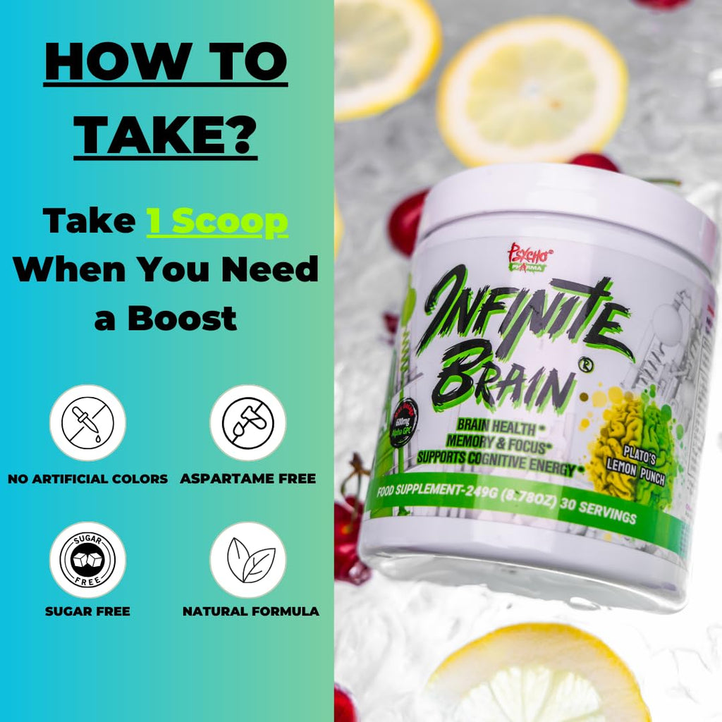 Psycho Pharma. Infinite Brain Nootropic Game Changer. Compete Win (Plato's Lemon Punch, 30 Serving) Psycho Pharma Au supplements