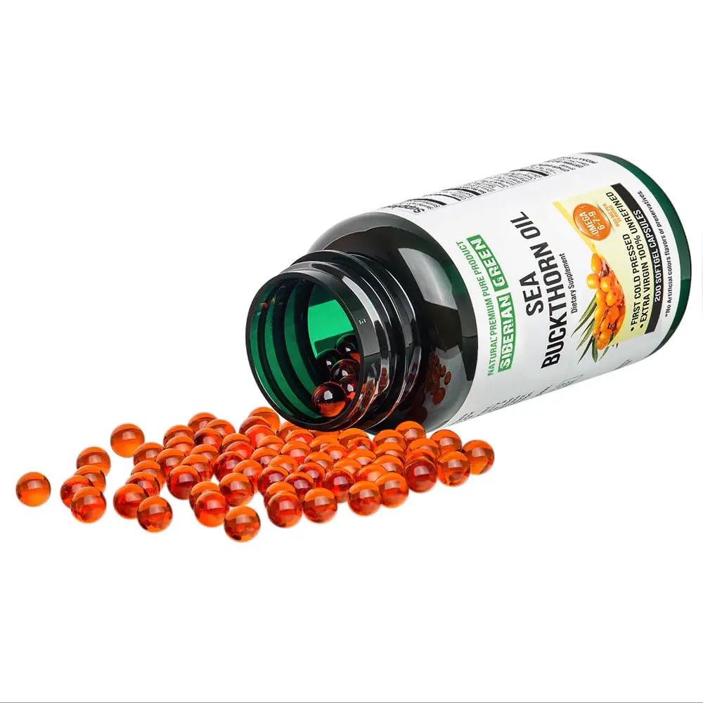 Siberian Sea Buckthorn Oil Capsules 200 Softgels | from Wild-harvested Siberian Sea Siberian Green Au supplements