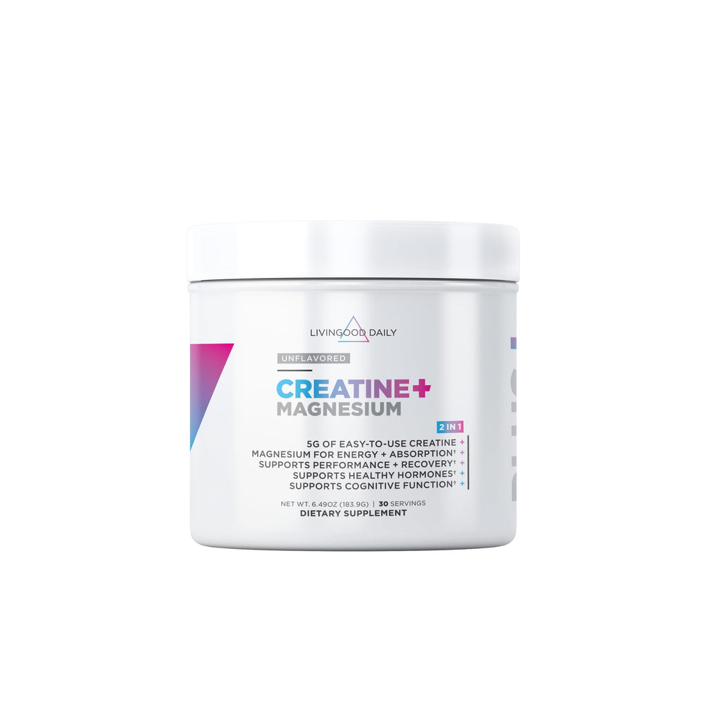 Livingood Daily Creatine + Magnesium Powder, Unflavored | 5g Micronized Creatine Monohydrate with Magnesium for Energy, Muscle Recovery & Performance | 30 Servings Livingood Daily Au supplements