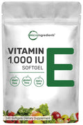 Micro Ingredients Vitamin E 1000 IU, 240 Softgels | Pure Vitamin E Oil Pills Micro Ingredients Au supplements