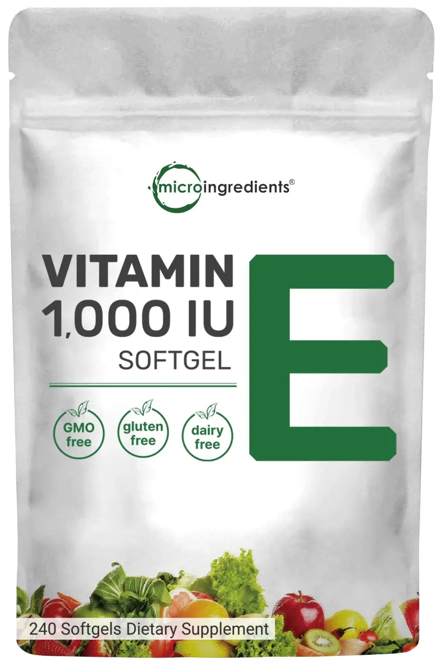 Micro Ingredients Vitamin E 1000 IU, 240 Softgels | Pure Vitamin E Oil Pills Micro Ingredients Au supplements