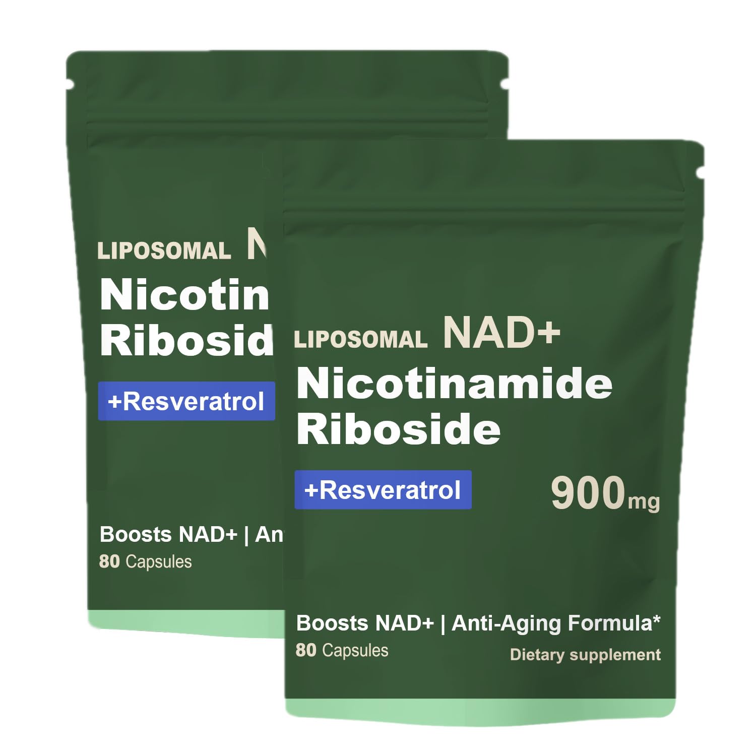 Quackiki NAD Resveratrol Supplement with NAD Nicotinamide Riboside Resveratrol 900 MG, Boost NAD+ for Cellular Health, Anti-Aging, Energy, Focus - 80 Capsules(2Pcs) Quackiki Au supplements