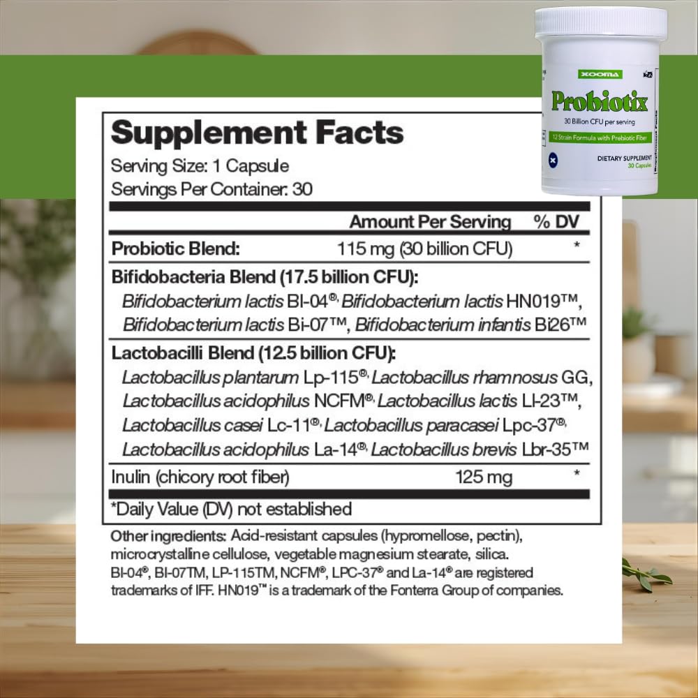 Probiotix – 12 Strain Probiotic + Prebiotic Fiber, 30 Billion CFU | Gut Health & Digestive Balance | Gas & Bloating Support | Immune System Reinforcement | Gluten, Soy & Dairy Free – 30 Capsules Xooma Au supplements
