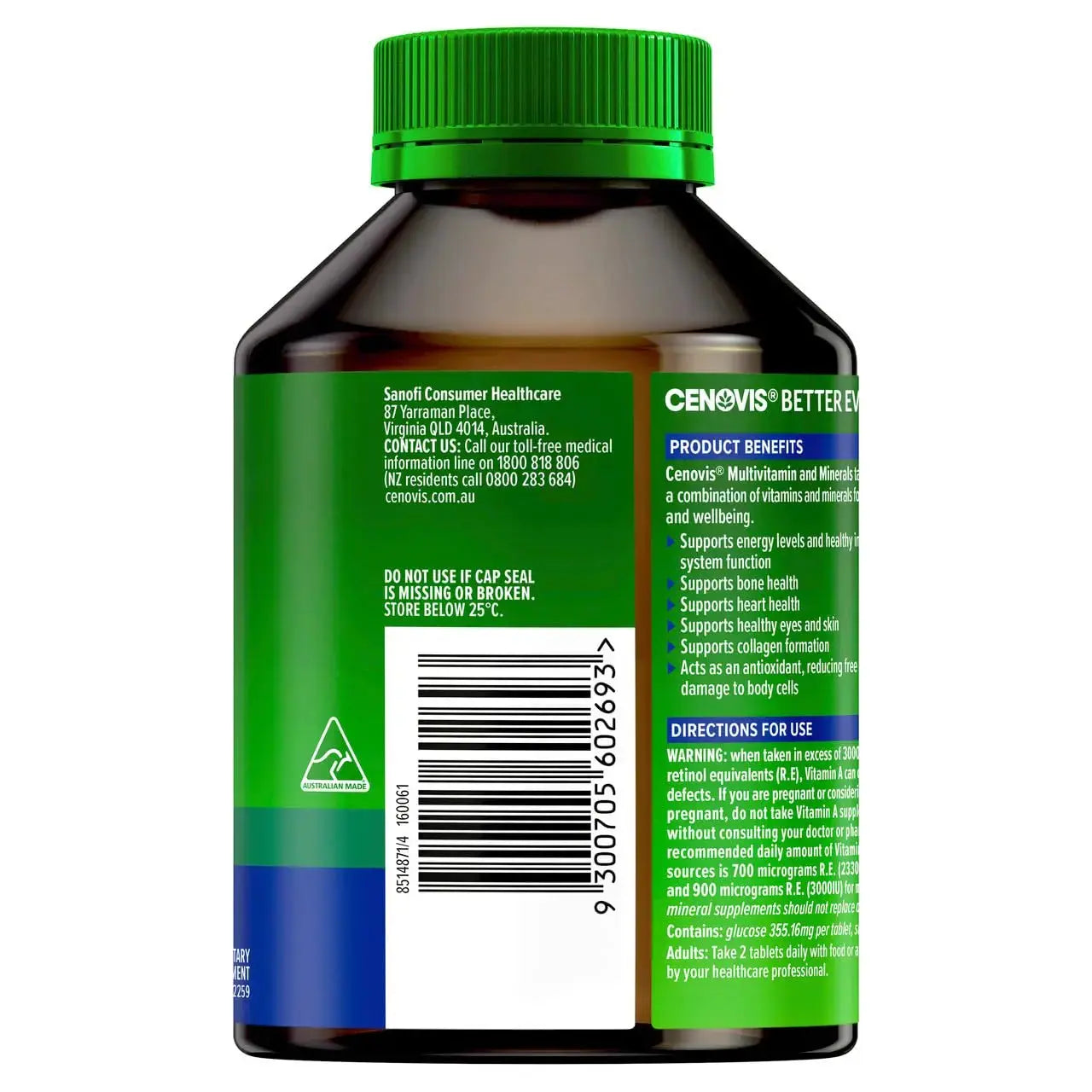 Cenovis Multivitamin and Minerals 200 Tablets Cenovis Au supplements