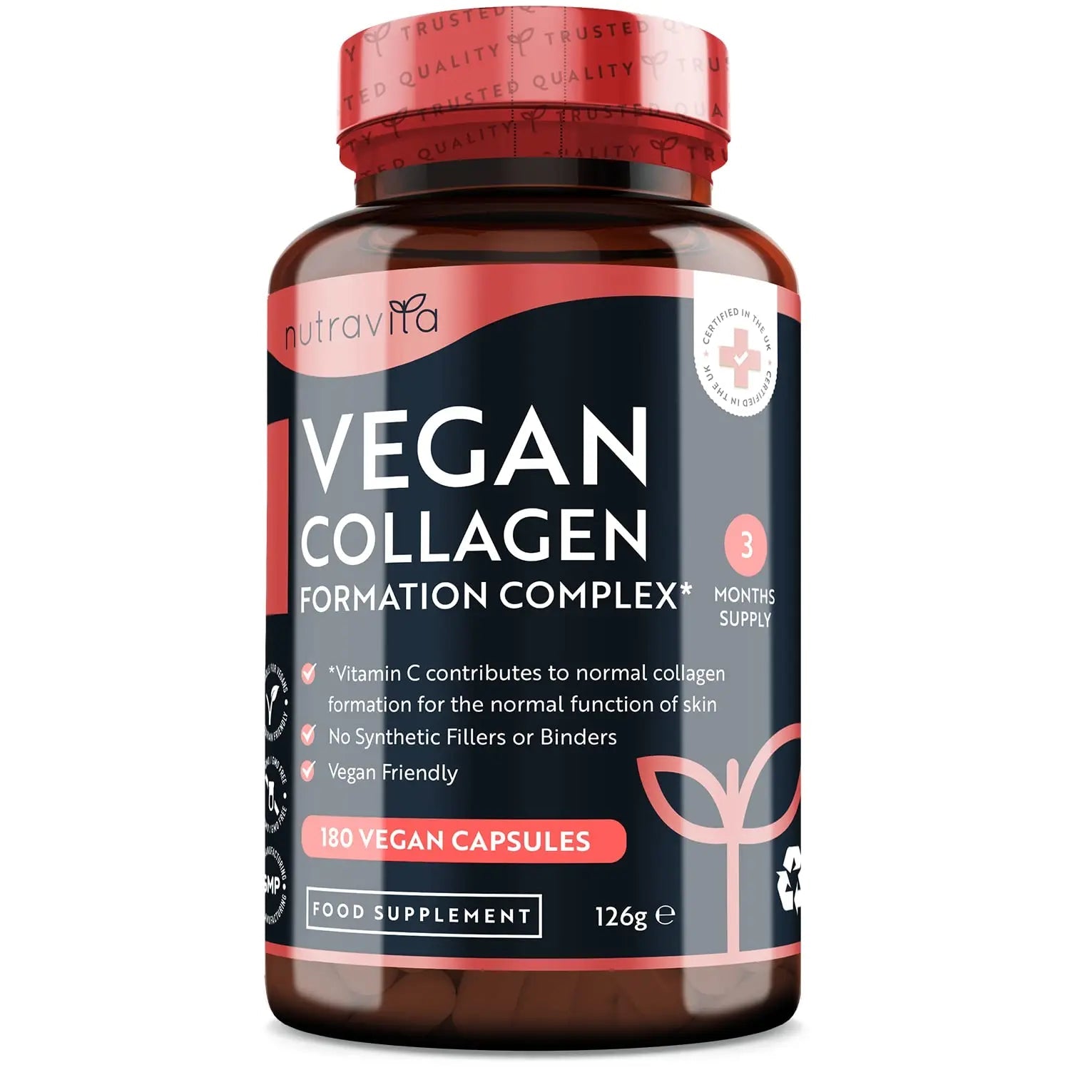 Vegan Collagen 1000mg Advanced Superfood Blend - 180 Capsules (3 Month Supply) Nutravita Au supplements