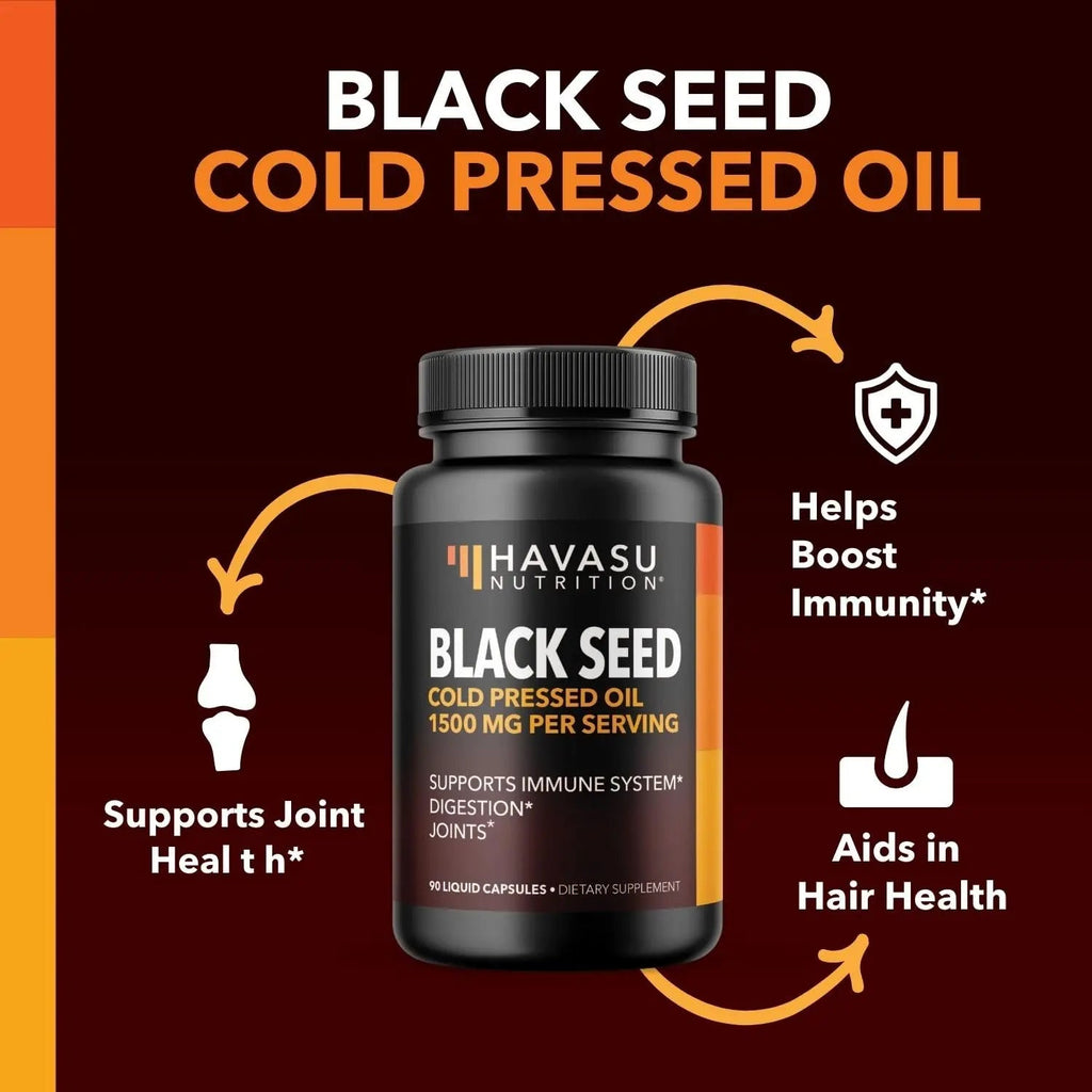 Black Seed Oil Nigella Sativa Cold-Pressed Capsules | 1500mg Black Cumin Seed Oil HAVASU NUTRITION Au supplements